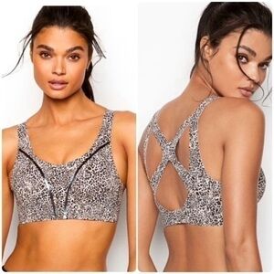 Victoria's Secret Angel Sport Metallic Trim Leopard Print Sports Bra